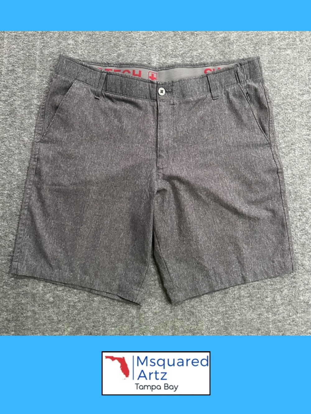 Swiss Tech Mens Gray Heather Hybrid Shorts Size 36 Performance Stretch Outdoor
